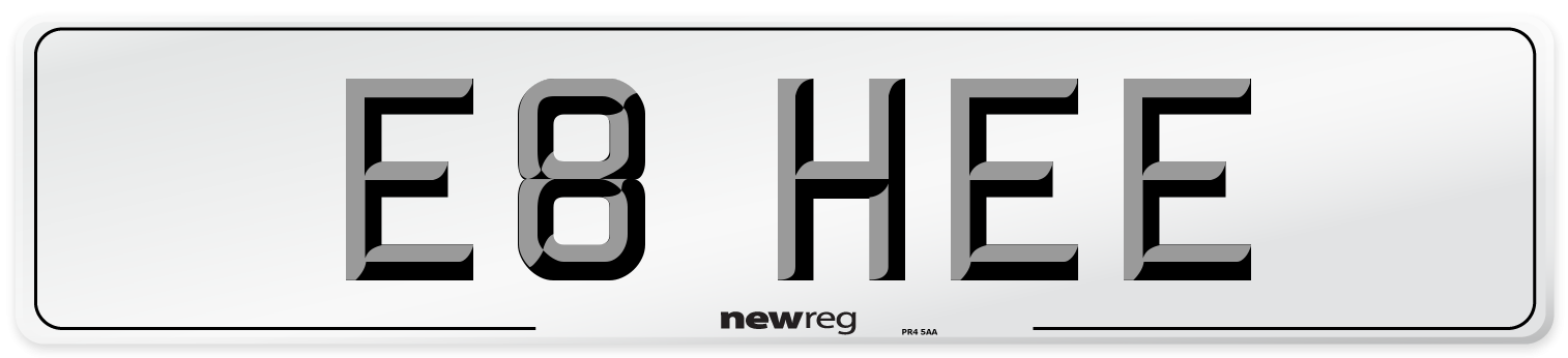 E8 HEE Number Plate from New Reg